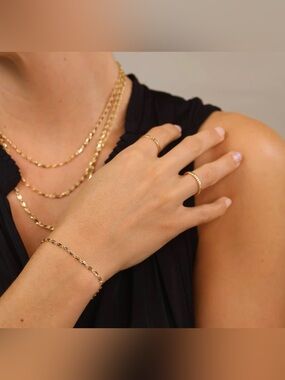 18K Gold Filled 3mm Fancy Chain Bracelet | Adjustable | New